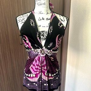 Sky -Jewlery embellished halter top.